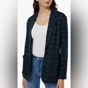 Elegant Green and Black Plaid Women's Blazer🌷💚
